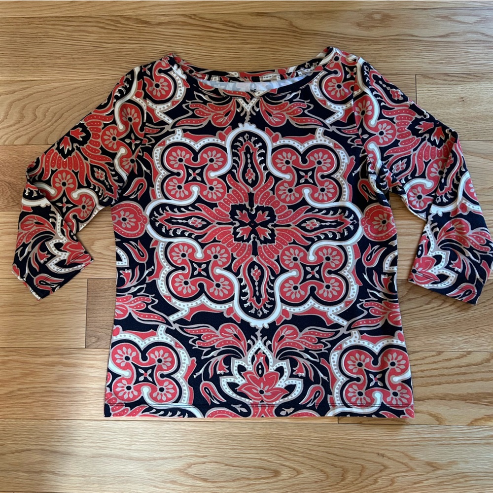 Talbots Scoop Neck Patterned Top